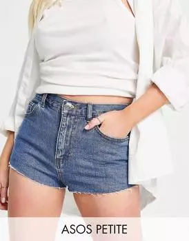Джинсовые шорты мини с завышенной талией ASOS DESIGN Petite - ЧЕРНЫЙ
