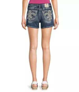 Джинсовые шорты Miss Me со средней посадкой и карманами Fleur-De-Lis, синий