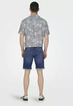 Джинсовые шорты MITTLERE TAILLE Only & Sons, темно-синий деним
