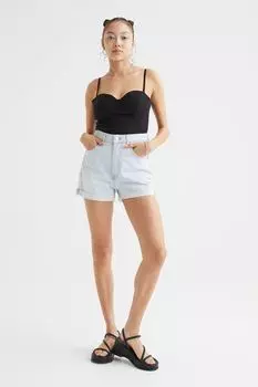 Джинсовые шорты Mom Fit H&amp;M, светло-голубой деним