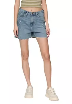 Джинсовые шорты MOM FIT HIGH RISE MIT WASCHUNG QS, цвет Stone Blue Denim