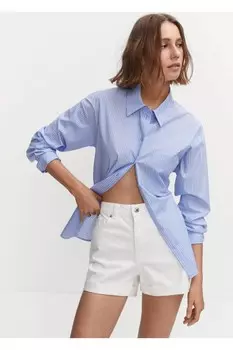 Джинсовые шорты Mom-fit Mango, белый