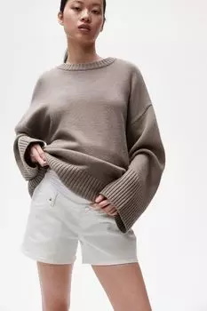 Джинсовые шорты mom H&M, белый