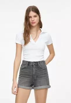 Джинсовые шорты MOM PULL&BEAR, серый