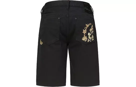 Джинсовые шорты мужские черные Evisu, черный