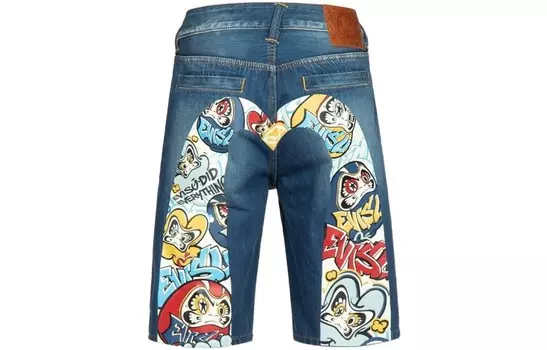 Джинсовые шорты мужские джинсовые синие Evisu, синий