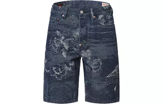 Джинсовые шорты мужские джинсовые синие Evisu, синий