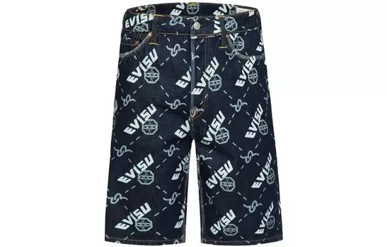 Джинсовые шорты мужские джинсовые синие Evisu, синий