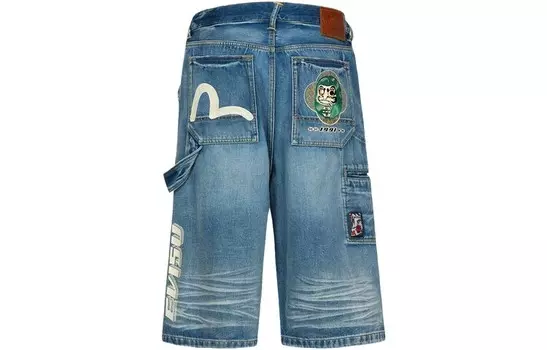 Джинсовые шорты мужские джинсовые синие Evisu, синий