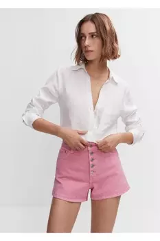 Джинсовые шорты на пуговицах Mango, розовый