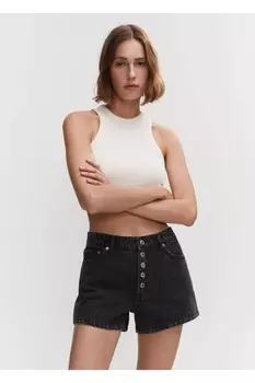 Джинсовые шорты на пуговицах Mango, серый