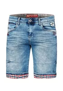 Джинсовые шорты Noxon с крупной клетчатой отделкой RUSTY NEAL, синий