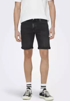 Джинсовые шорты ONLY & SONS "ONSPLY LIGHT BLUE 5189 SHORTS DNM NOOS", черный