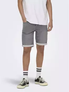 Джинсовые шорты ONLY & SONS "ONSPLY LIGHT BLUE 5189 SHORTS DNM NOOS", серый