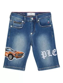 Джинсовые шорты Philipp Plein Formentera Cars Racing, синий