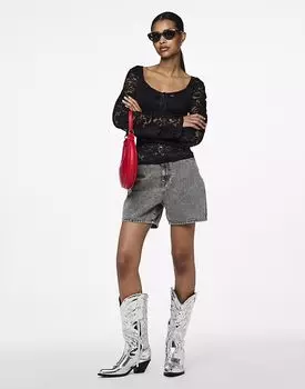 Джинсовые шорты Pieces из светло-серого денима