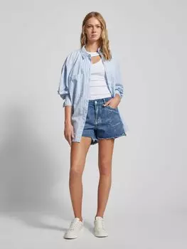 Джинсовые шорты прямого кроя с бахромой, модель «ZOE» Noisy May