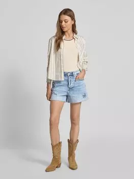 Джинсовые шорты прямого кроя с узорчатой строчкой Scotch & Soda, светло-голубой