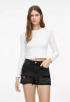 Джинсовые шорты PULL&BEAR, черный