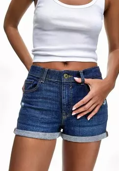 Джинсовые шорты PULL&BEAR, синий