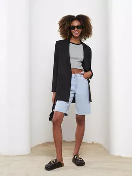 Джинсовые шорты Rodeo Slim Fit с высокой талией и прямыми карманами с подробным описанием LCW Jeans