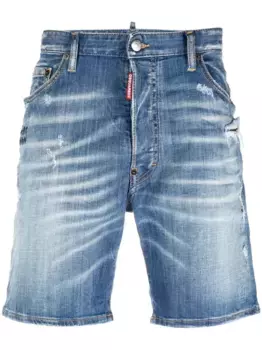 Джинсовые шорты с эффектом потертости DSQUARED2, синий