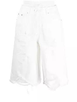 Джинсовые шорты с эффектом потертости Juun.J, белый