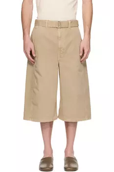 Джинсовые шорты с эффектом скручивания Lemaire, бежевый