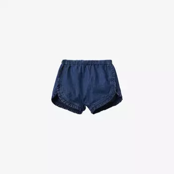 Джинсовые шорты с эластичной талией и оборками на талии 1–18 месяцев Benetton, синий