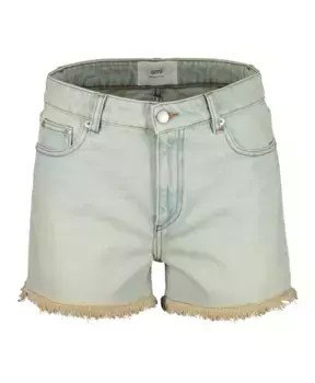 Джинсовые шорты с бахромой по контрастным швам Ami Paris, синий