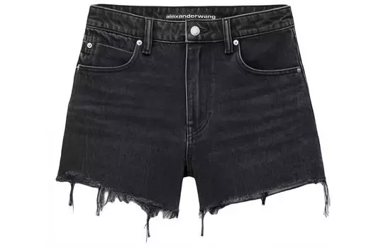 Джинсовые шорты с бахромой по краям Alexander Wang, Distressed Gray