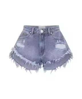 Джинсовые шорты с бахромой по краю One Teaspoon, синий