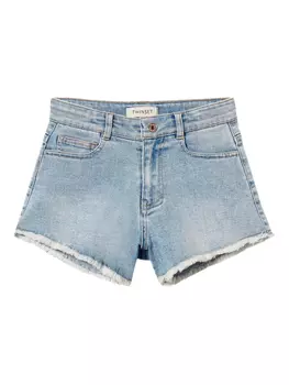 Джинсовые шорты с бахромой TWINSET Kids, синий