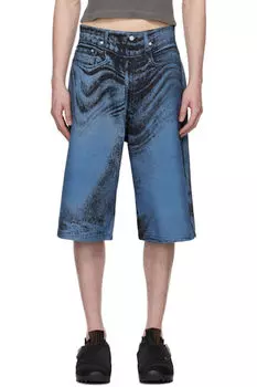 Джинсовые шорты с черно-синим принтом Distorted CAMPERLAB