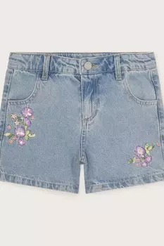 Джинсовые шорты с декором цветочным мотивом Monsoon, синий