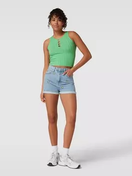 Джинсовые шорты с фиксированными манжетами на штанинах Review, светло-синий