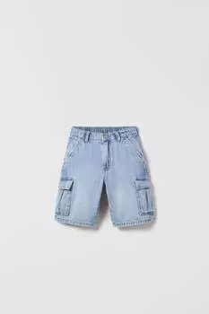 Джинсовые шорты с карманами на бедрах Zara, голубой