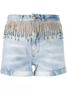 Джинсовые шорты с кристаллами Philipp Plein, синий