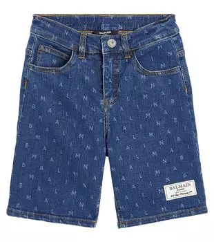 Джинсовые шорты с логотипом Balmain, синий
