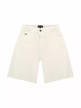 Джинсовые шорты с логотипом EMPORIO ARMANI, белый