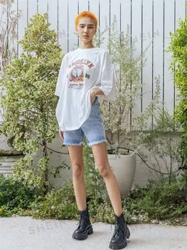 Джинсовые шорты с необработанным подолом Frenchy, шорты Mom Shein, светло-голубой