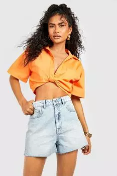 Джинсовые шорты с необычным номом Boohoo, синий