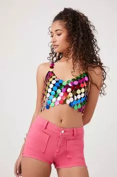 Джинсовые шорты с низкой посадкой Forever 21, розовый