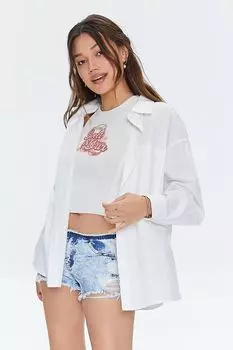 Джинсовые шорты с низкой посадкой и потертостями Forever 21, деним