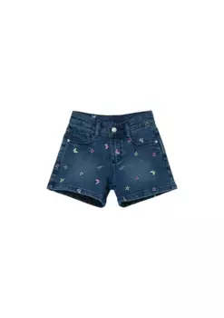 Джинсовые шорты S.Oliver Junior с цветочной вышивкой, синий