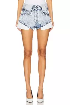 Джинсовые шорты с отворотом в светлой стирке Lapointe, stoned denim