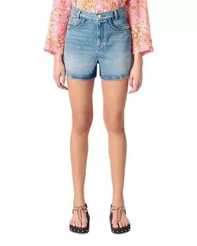 Джинсовые шорты с плетёной отделкой в синем цвете Maje, синий