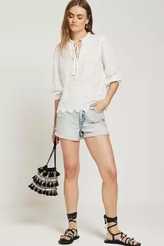 Джинсовые шорты с подвернутыми штанинами светлого цвета River Island, синий