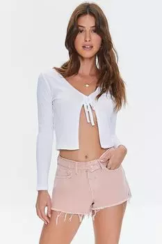 Джинсовые шорты с потертостями из переработанного хлопка Forever 21, роза