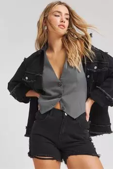 Джинсовые шорты с потертым краем Simply Be, черный